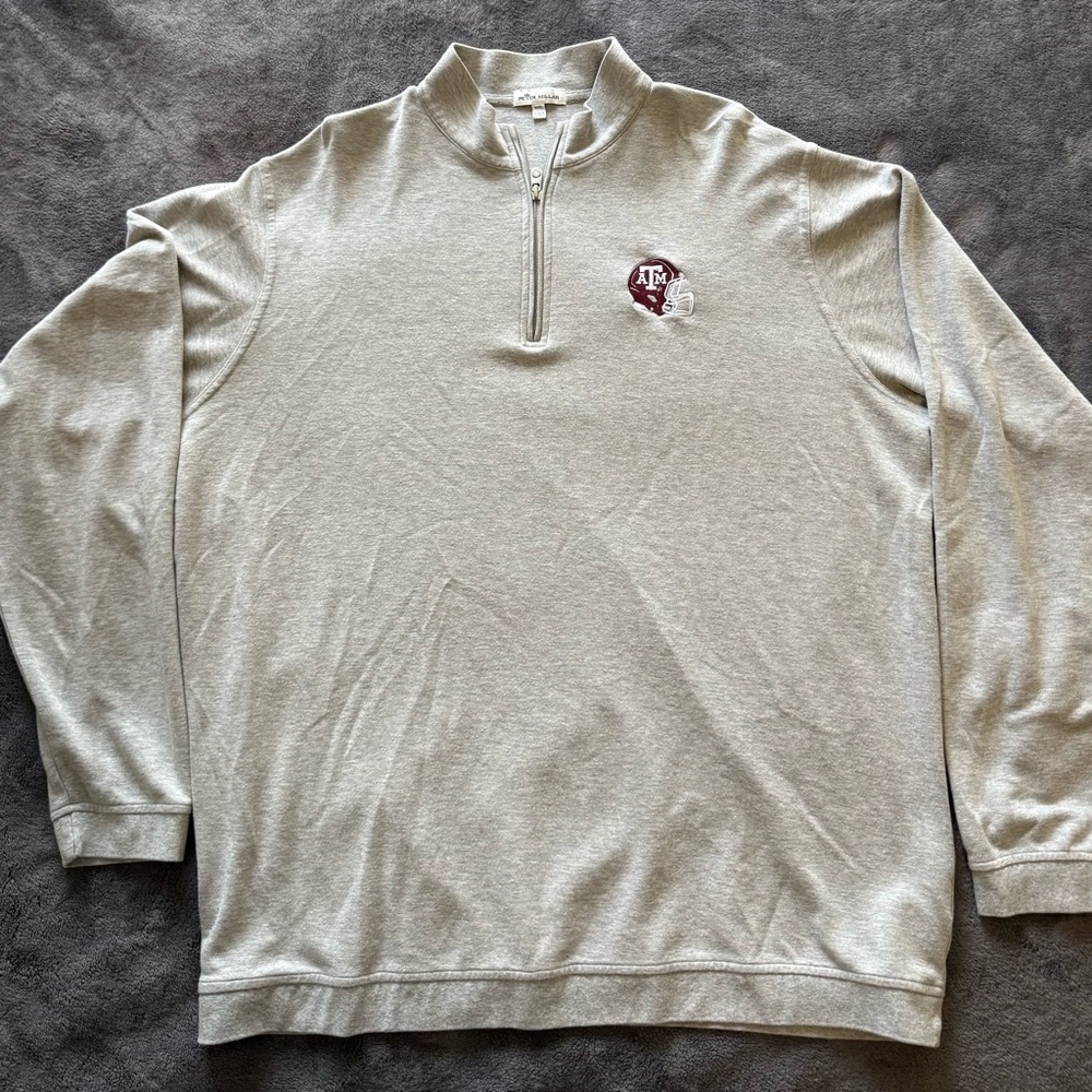 Texas A&M Football Gray Quarter-Zip Sweater (Peter Millar)